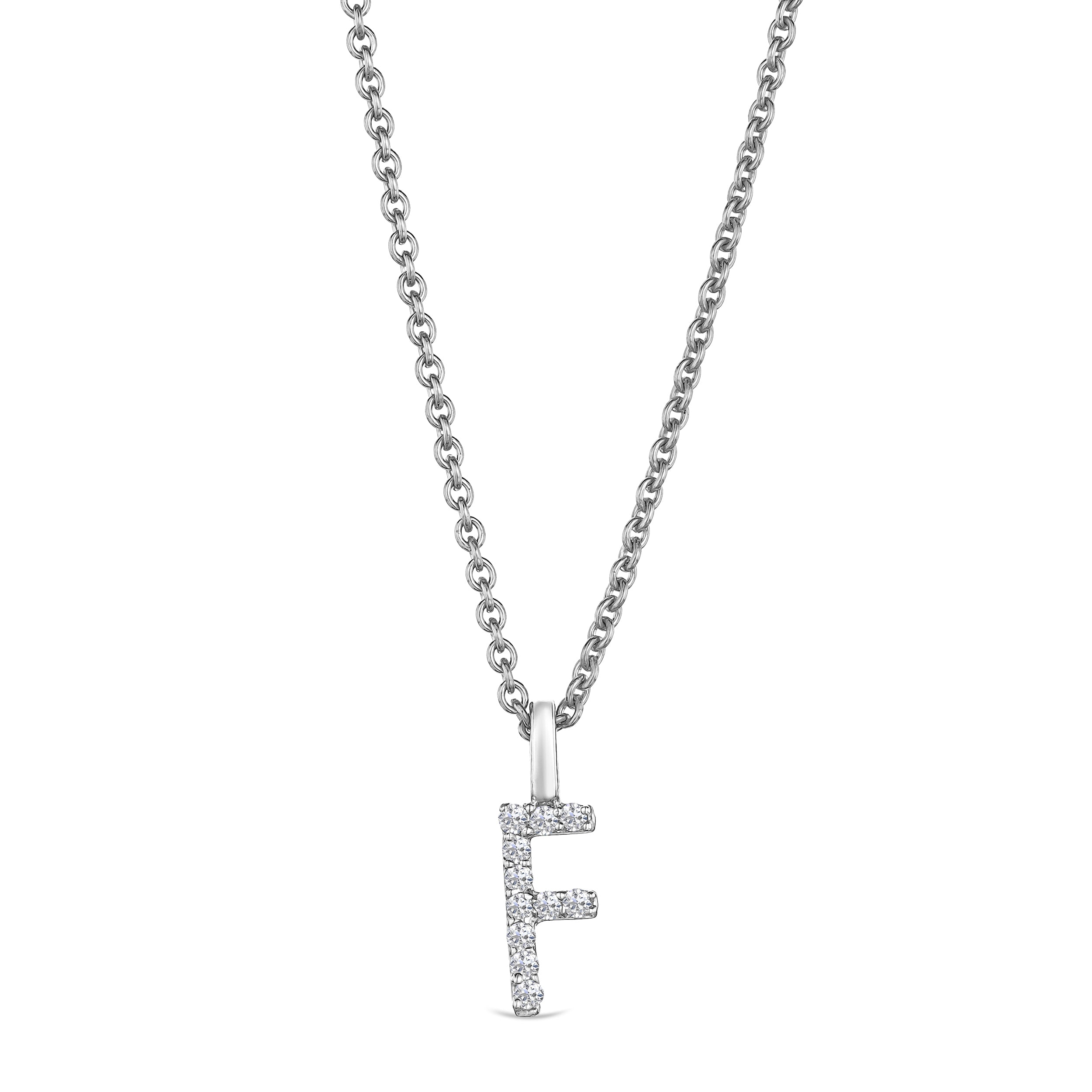 Love Letter Initial F Lab Diamond Necklace set in 9K White Gold